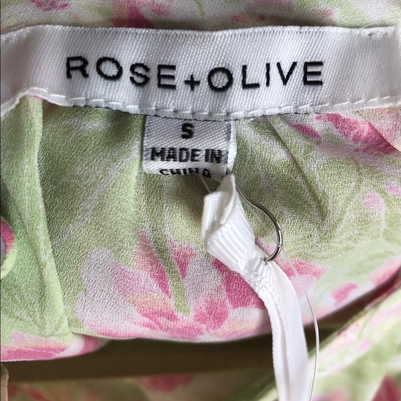 ROSE+OLIVE SWEET TOP. LIME GREEN WITH PINK FLOWERS.HIGH NECK. CLASSY.NEW W/TAGS! - Picture 3 of 7